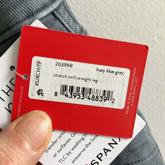 NWT Spanx stretch twill straight leg pants size XS hazy blue grey - Picture 5 of 9